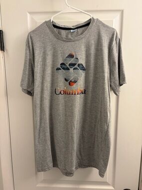 Columbia Gray Logo Tee with Blue and Orange Graphic